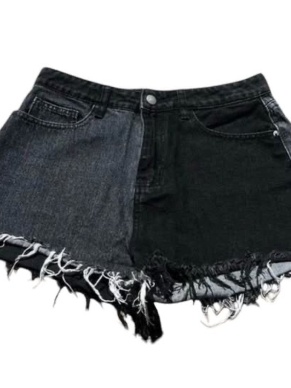 Women's Size Medium 6 Shein Black & Gray Denim Shorts